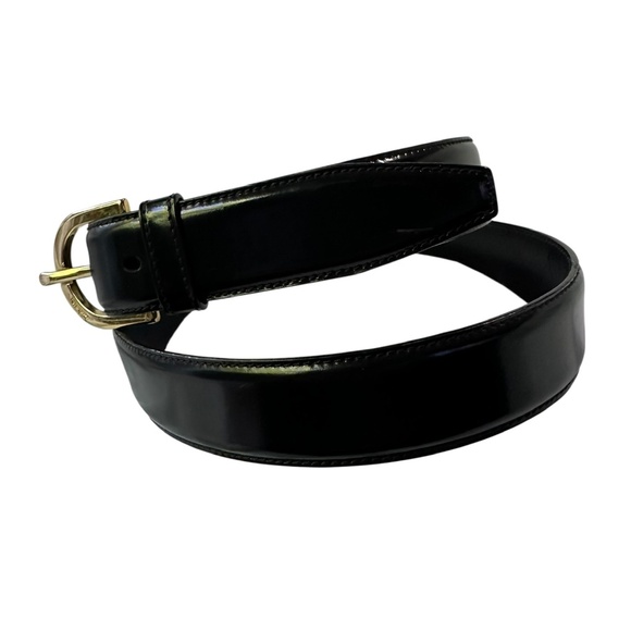 Genuine SALVATORE FERRAGAMO Black Patent Leather Belt 34 Made In Italy Unisex main image 5
